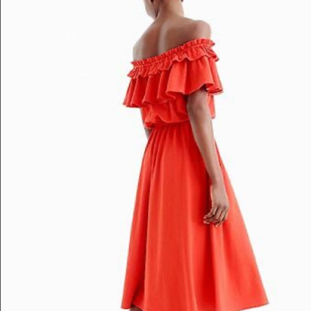J. Crew off the shoulder ruffle dress